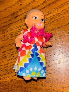 Fisher Price Loving Family Baby in Colorful Dress for Dollhouse